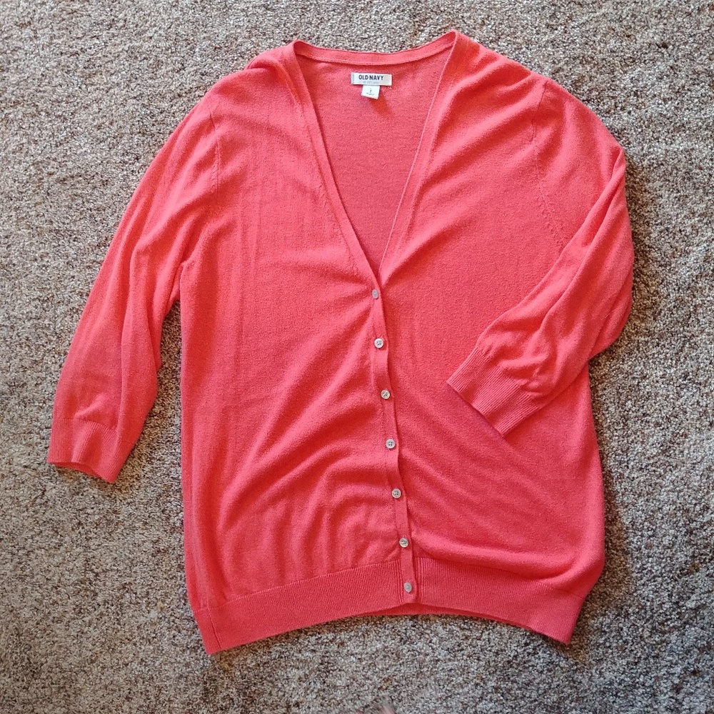 3/4 length Old Navy coral button up cartigan